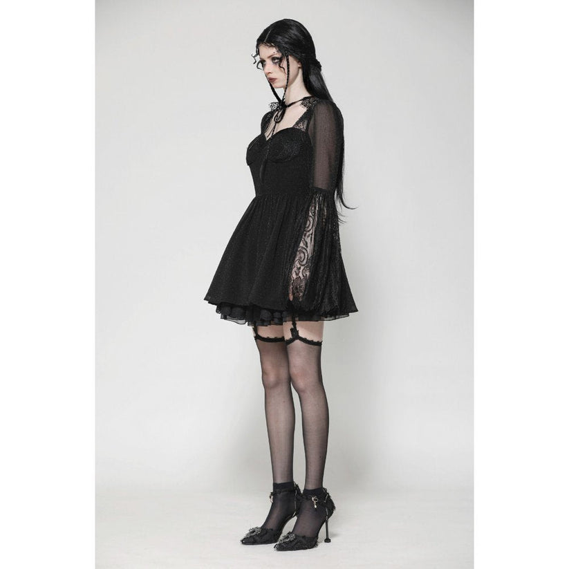 Dark in Love Gothic Dress Greta Dark Mystique Lace-Up Mesh UK 8-18 - QHA UK