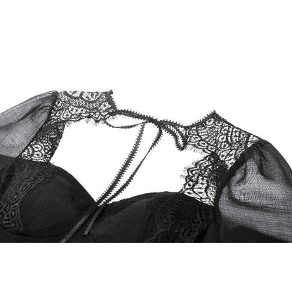 Dark in Love Gothic Dress Greta Dark Mystique Lace-Up Mesh UK 8-18 - QHA UK
