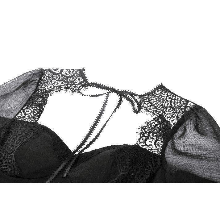 Dark in Love Gothic Dress Greta Dark Mystique Lace-Up Mesh UK 8-18 - QHA UK