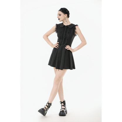 Dark in Love Gothic Mini Dress Gwendolyn Lace Panel Black UK 8-18 - QHA UK