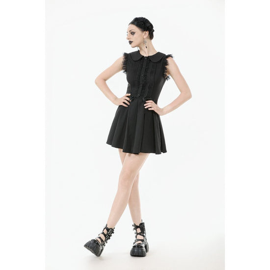Dark in Love Gothic Mini Dress Gwendolyn Lace Panel Black UK 8-18 - QHA UK