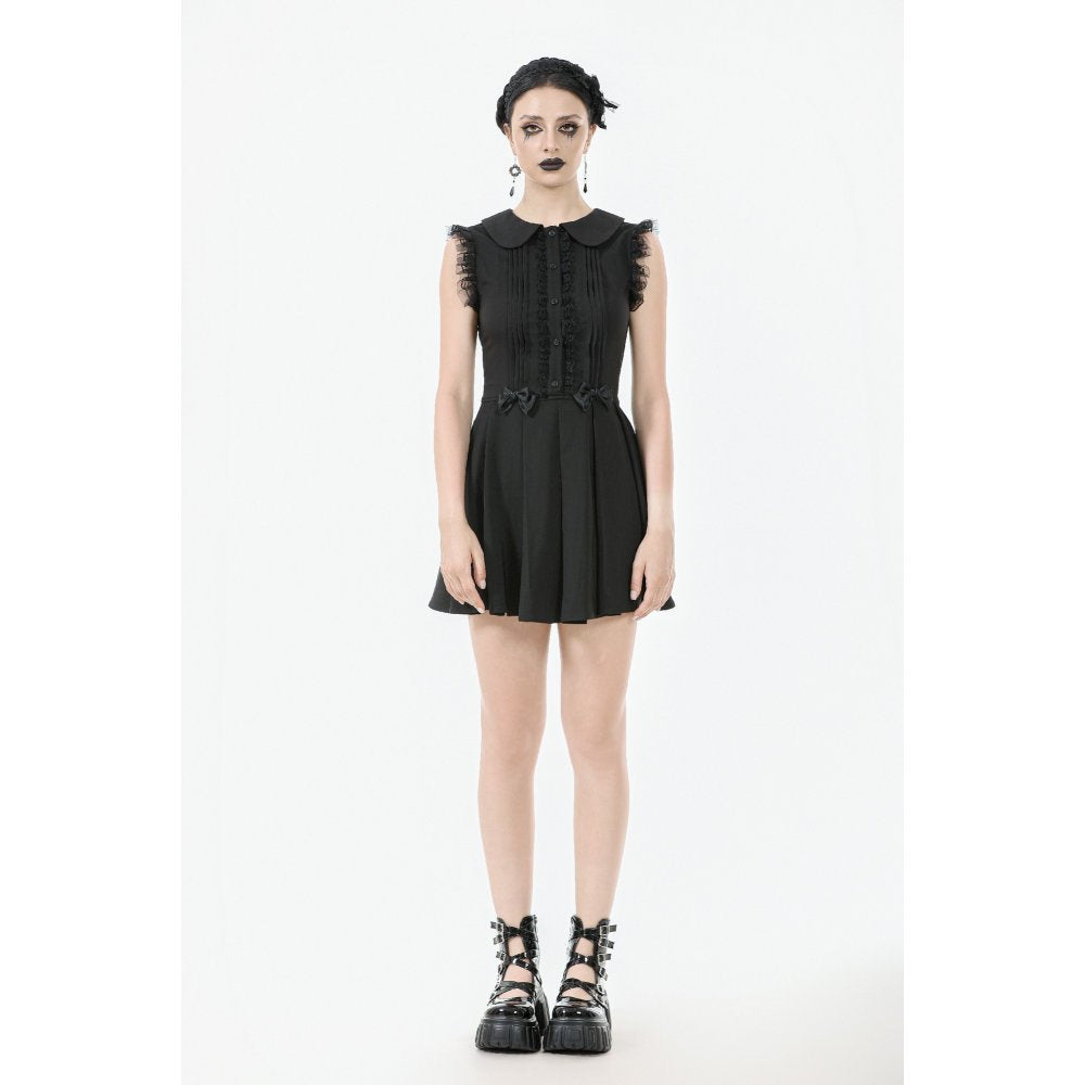 Dark in Love Gothic Mini Dress Gwendolyn Lace Panel Black UK 8-18 - QHA UK