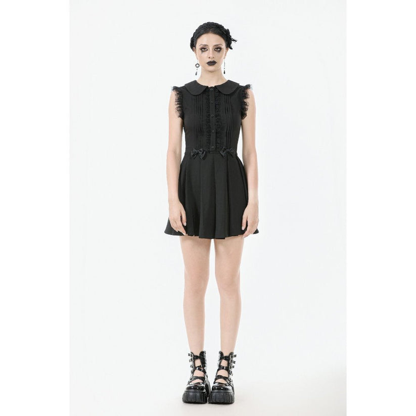 Dark in Love Gothic Mini Dress Gwendolyn Lace Panel Black UK 8-18 - QHA UK