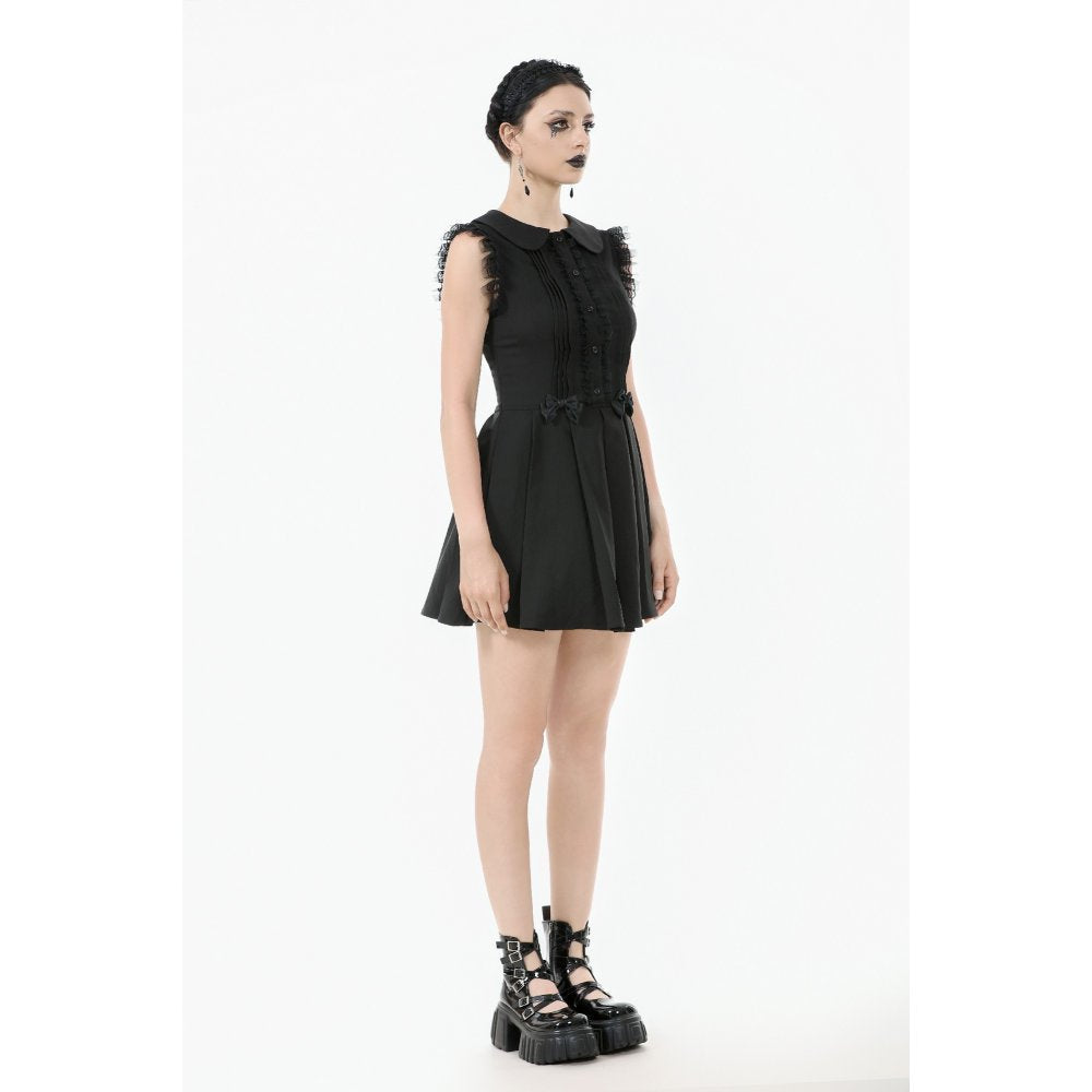 Dark in Love Gothic Mini Dress Gwendolyn Lace Panel Black UK 8-18 - QHA UK