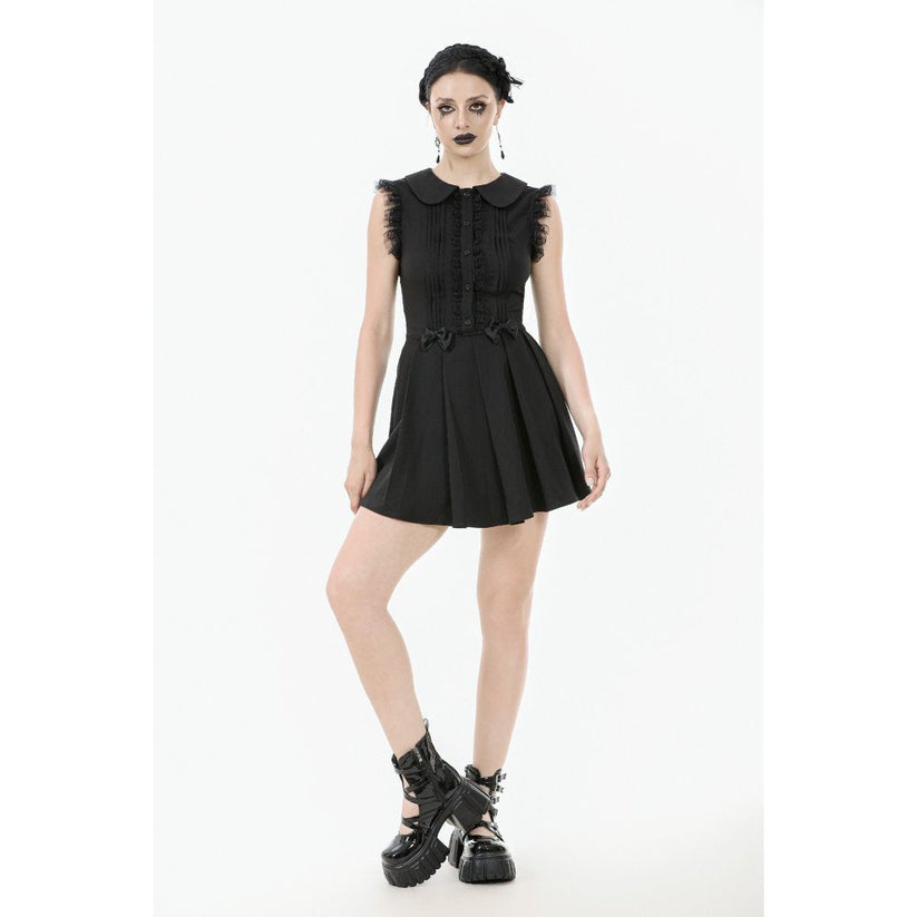 Dark in Love Gothic Mini Dress Gwendolyn Lace Panel Black UK 8-18 - QHA UK