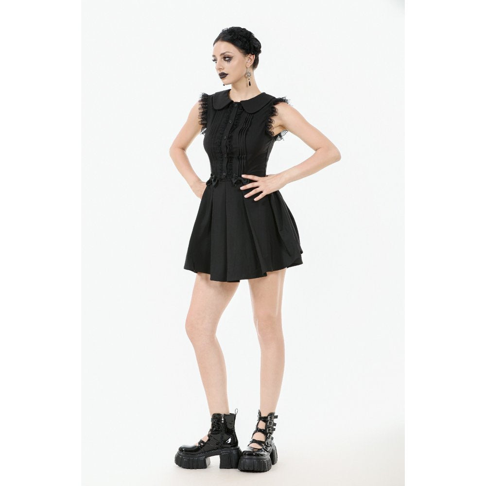Dark in Love Gothic Mini Dress Gwendolyn Lace Panel Black UK 8-18 - QHA UK
