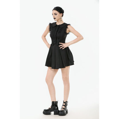 Dark in Love Gothic Mini Dress Gwendolyn Lace Panel Black UK 8-18 - QHA UK