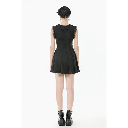 Dark in Love Gothic Mini Dress Gwendolyn Lace Panel Black UK 8-18 - QHA UK