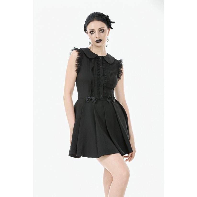 Dark in Love Gothic Mini Dress Gwendolyn Lace Panel Black UK 8-18 - QHA UK