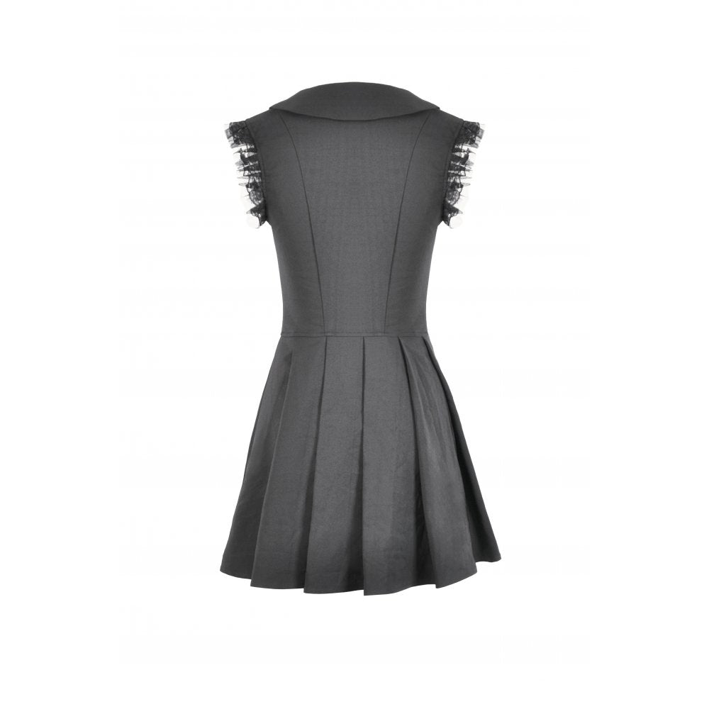 Dark in Love Gothic Mini Dress Gwendolyn Lace Panel Black UK 8-18 - QHA UK