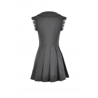 Dark in Love Gothic Mini Dress Gwendolyn Lace Panel Black UK 8-18 - QHA UK