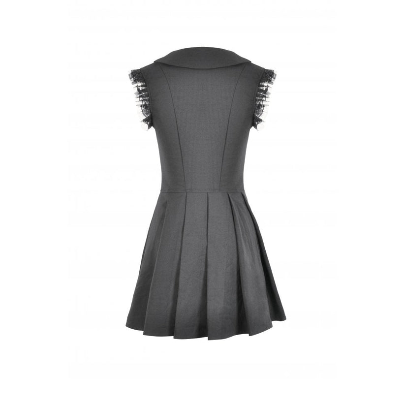 Dark in Love Gothic Mini Dress Gwendolyn Lace Panel Black UK 8-18 - QHA UK