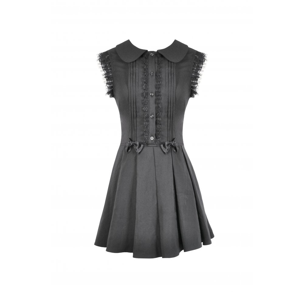Dark in Love Gothic Mini Dress Gwendolyn Lace Panel Black UK 8-18 - QHA UK