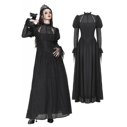 Dark in Love Gothic Maxi Dress Harlow Dark Enchantress Lace UK 8-18 - QHA UK