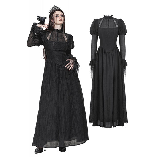 Dark in Love Gothic Maxi Dress Harlow Dark Enchantress Lace UK 8-18 - QHA UK