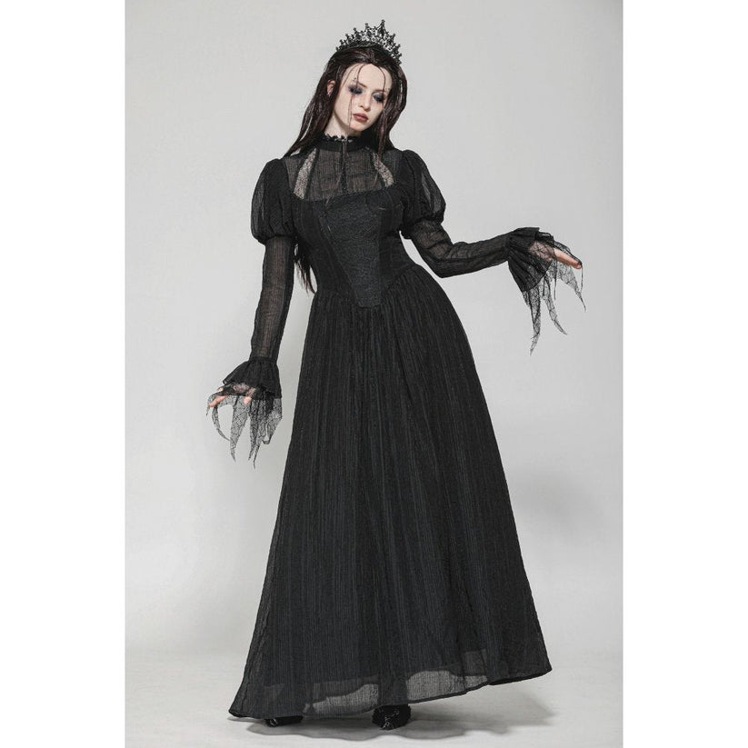 Dark in Love Gothic Maxi Dress Harlow Dark Enchantress Lace UK 8-18 - QHA UK
