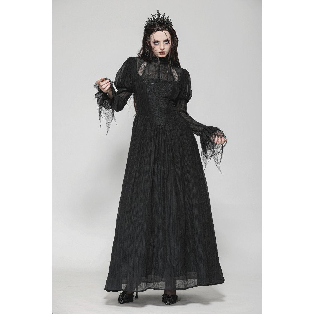 Dark in Love Gothic Maxi Dress Harlow Dark Enchantress Lace UK 8-18 - QHA UK