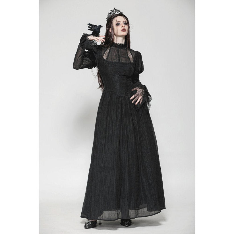 Dark in Love Gothic Maxi Dress Harlow Dark Enchantress Lace UK 8-18 - QHA UK