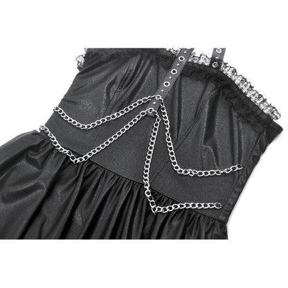 Dark in Love Mini Dress Harness Chain Faux Leather UK 8-22 - QHA UK