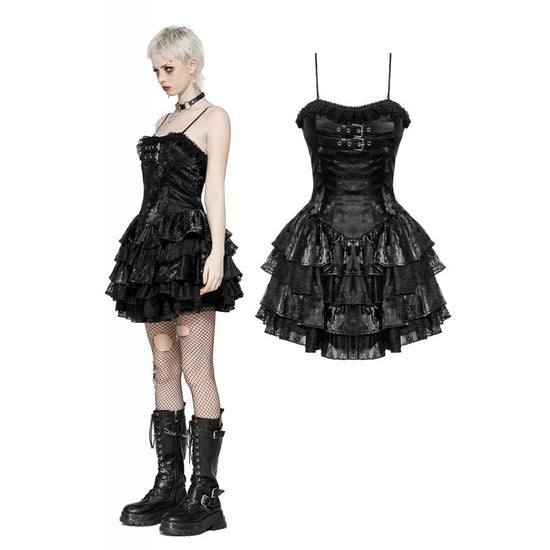 Dark in Love Punk Dress Harriet Shiny PU Leather Layered UK 8-18 - QHA UK