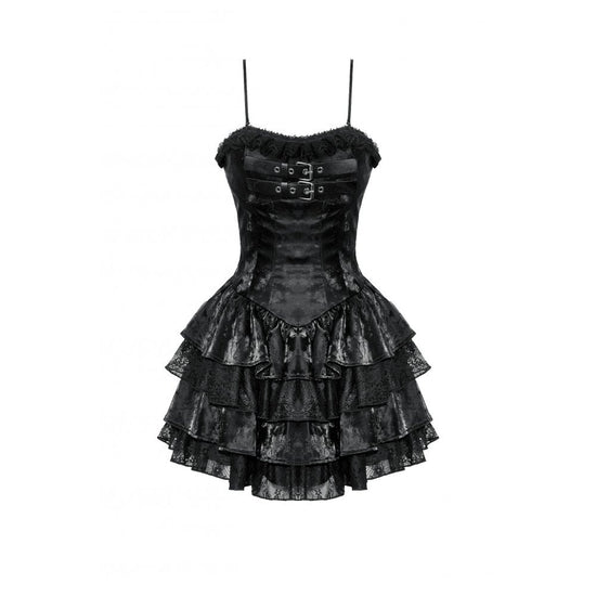 Dark in Love Punk Dress Harriet Shiny PU Leather Layered UK 8-18 - QHA UK