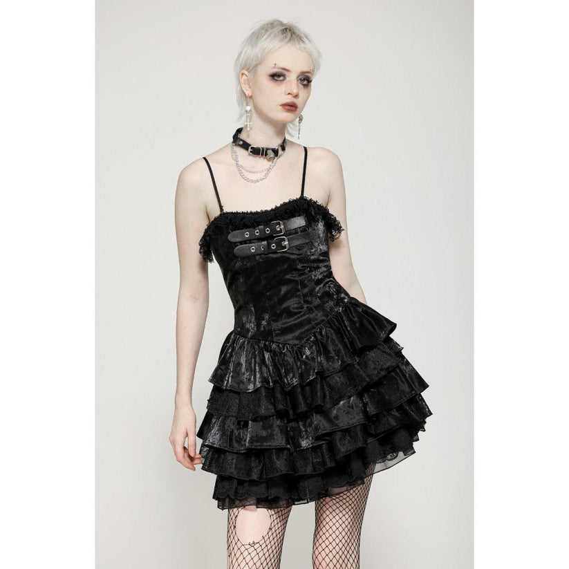 Dark in Love Punk Dress Harriet Shiny PU Leather Layered UK 8-18 - QHA UK
