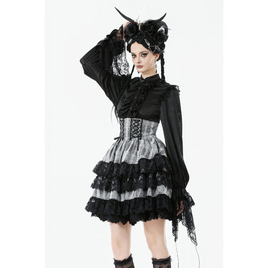Dark in Love Skirt Hexa Layered Tartan Effect Lace UK 8-22 - QHA UK