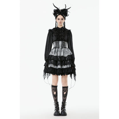 Dark in Love Skirt Hexa Layered Tartan Effect Lace UK 8-22 - QHA UK