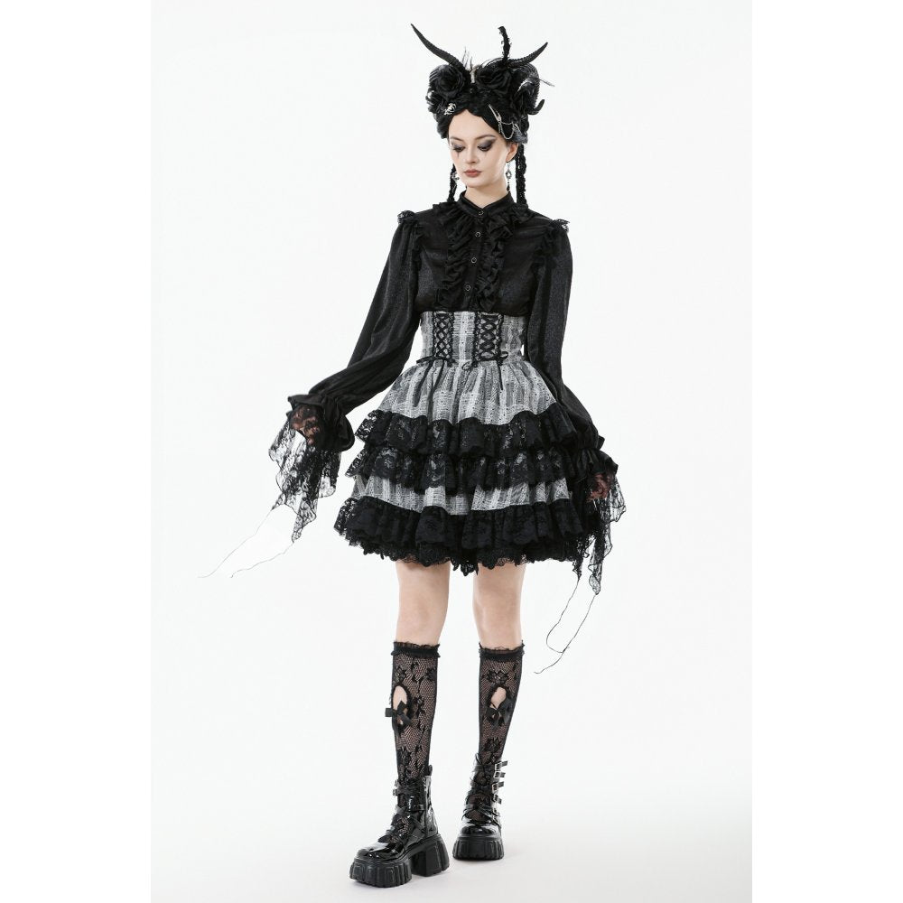 Dark in Love Skirt Hexa Layered Tartan Effect Lace UK 8-22 - QHA UK