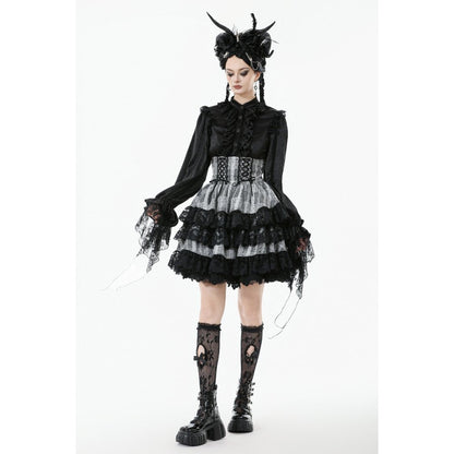 Dark in Love Skirt Hexa Layered Tartan Effect Lace UK 8-22 - QHA UK