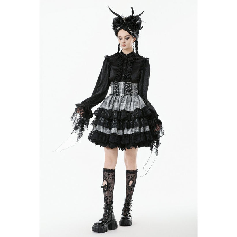 Dark in Love Skirt Hexa Layered Tartan Effect Lace UK 8-22 - QHA UK