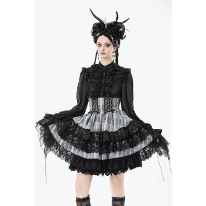 Dark in Love Skirt Hexa Layered Tartan Effect Lace UK 8-22 - QHA UK