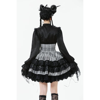 Dark in Love Skirt Hexa Layered Tartan Effect Lace UK 8-22 - QHA UK