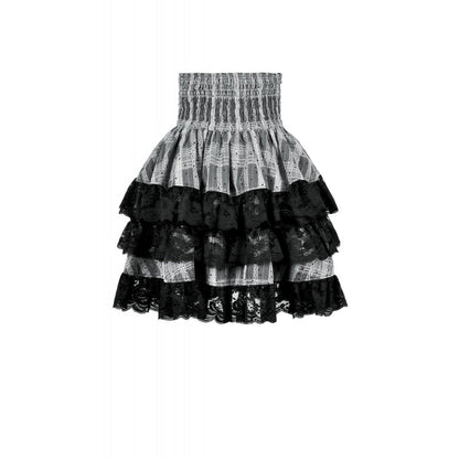 Dark in Love Skirt Hexa Layered Tartan Effect Lace UK 8-22 - QHA UK