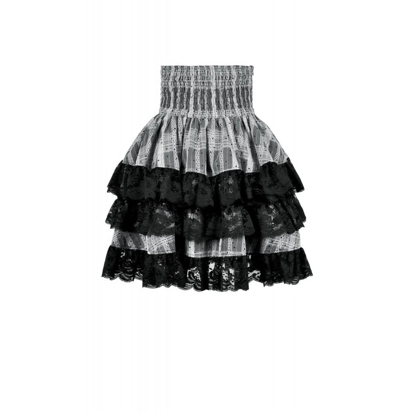 Dark in Love Skirt Hexa Layered Tartan Effect Lace UK 8-22 - QHA UK