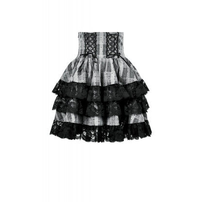 Dark in Love Skirt Hexa Layered Tartan Effect Lace UK 8-22 - QHA UK