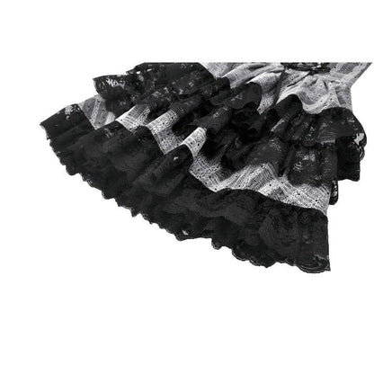 Dark in Love Skirt Hexa Layered Tartan Effect Lace UK 8-22 - QHA UK