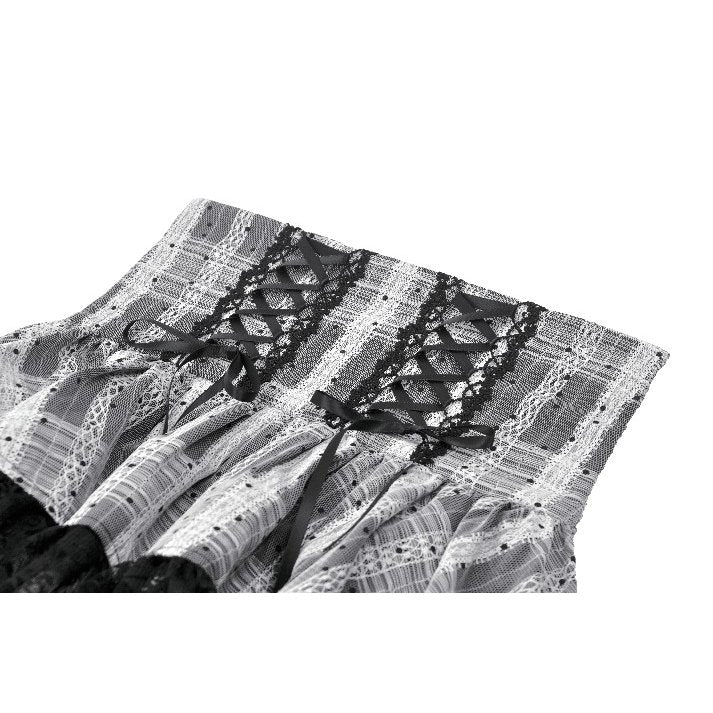 Dark in Love Skirt Hexa Layered Tartan Effect Lace UK 8-22 - QHA UK