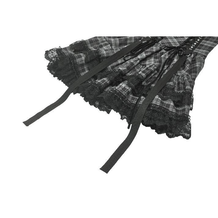 Dark in Love Punk Dress Ida Grey Tartan Metal Studded UK 8-18 - QHA UK