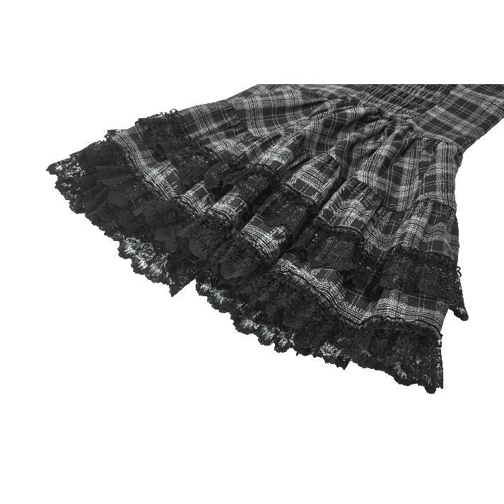 Dark in Love Punk Dress Ida Grey Tartan Metal Studded UK 8-18 - QHA UK