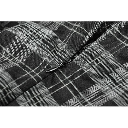Dark in Love Punk Dress Ida Grey Tartan Metal Studded UK 8-18 - QHA UK