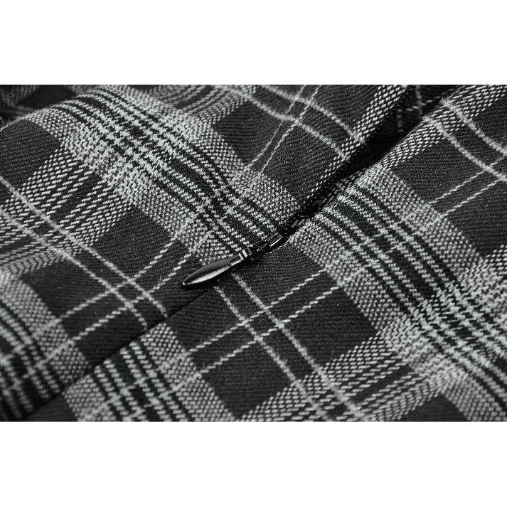 Dark in Love Punk Dress Ida Grey Tartan Metal Studded UK 8-18 - QHA UK