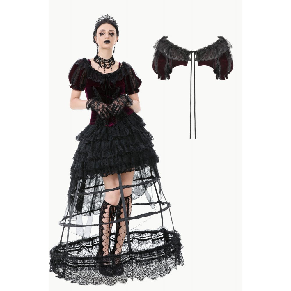 Dark in Love Bolero Isolde Velvet and Lace Puff-Sleeve UK 10-22 - QHA UK