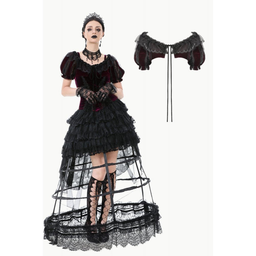 Dark in Love Bolero Isolde Velvet and Lace Puff-Sleeve UK 10-22 - QHA UK