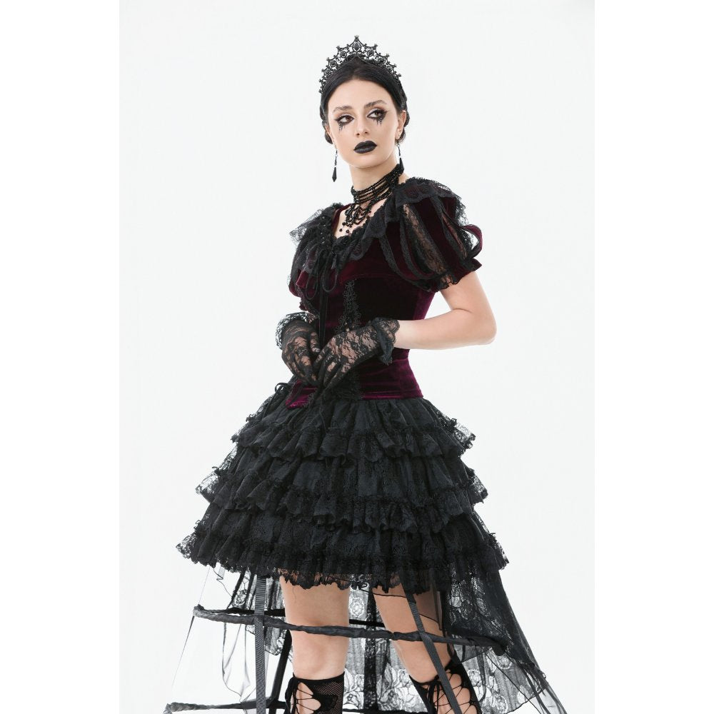 Dark in Love Bolero Isolde Velvet and Lace Puff-Sleeve UK 10-22 - Sleeve Detail - QHA UK