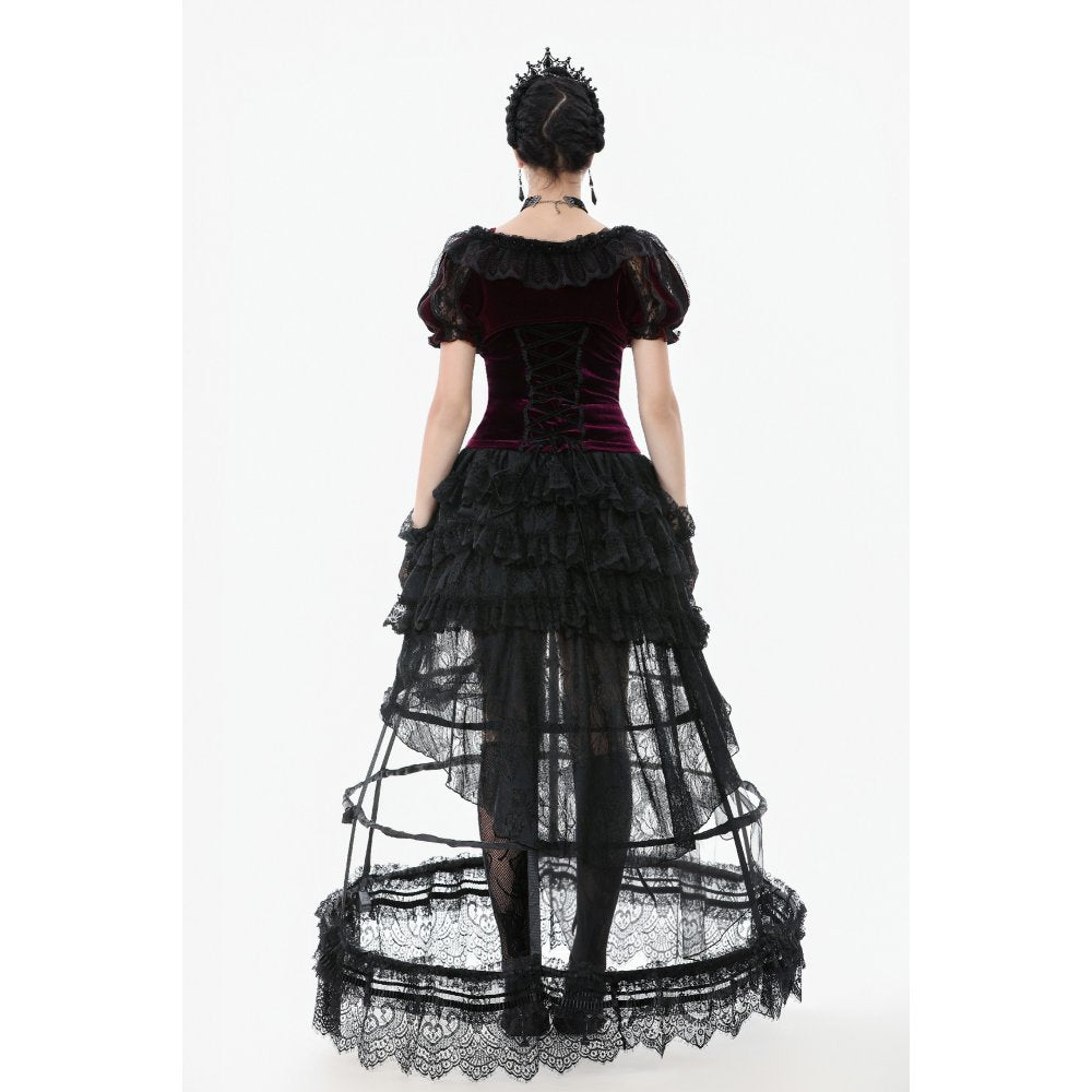 Dark in Love Bolero Isolde Velvet and Lace Puff-Sleeve UK 10-22 - Sleeve Detail - QHA UK