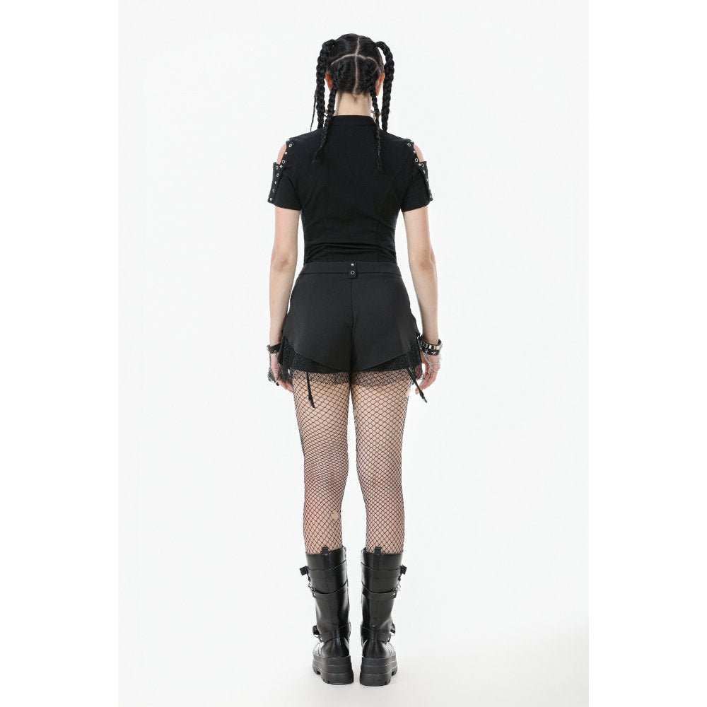 Dark in Love Women's Gothic Trousers Lace-Up Layered Convertible Flare - QHA UK