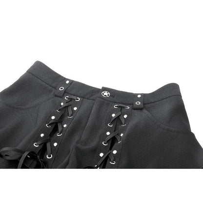Dark in Love Women's Gothic Trousers Lace-Up Layered Convertible Flare - QHA UK