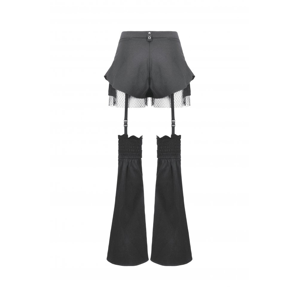 Dark in Love Women's Gothic Trousers Lace-Up Layered Convertible Flare - QHA UK