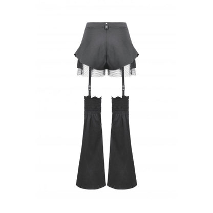 Dark in Love Women's Gothic Trousers Lace-Up Layered Convertible Flare - QHA UK